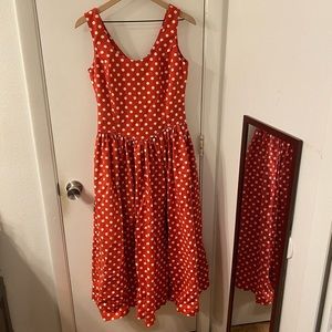 Vintage 1980’s Laura Ashley Red & White Polka Dot Dress w/  Pockets